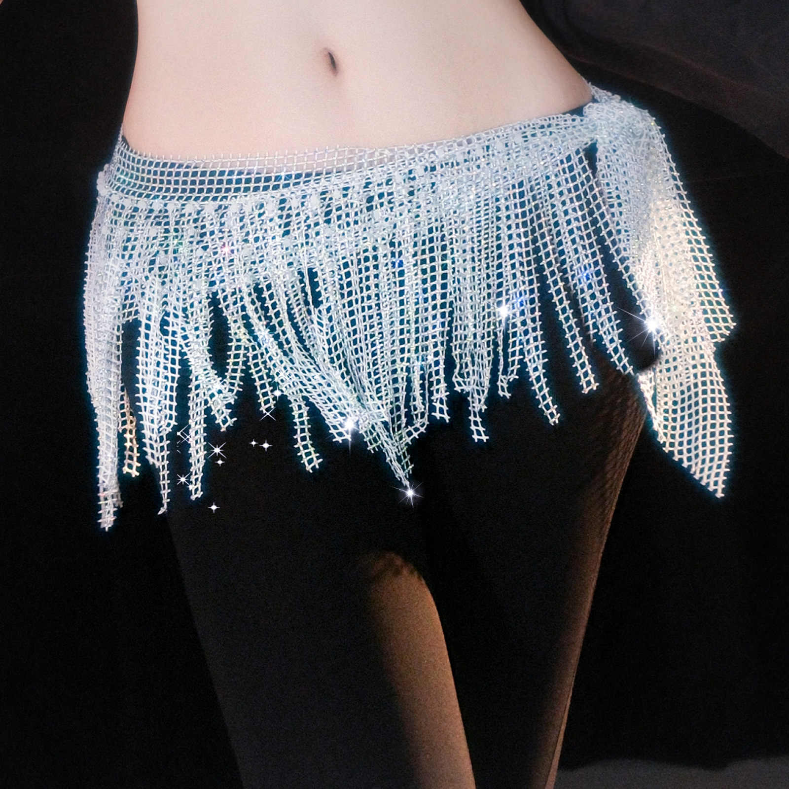 handmade belly dance hip sccarf Belt with rhinestone tassel y1016